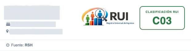 Recorte del resultado RUI donde aparece la etiqueta Fuente: RSH